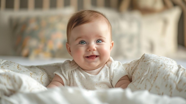 morning of a baby with a teddy bear