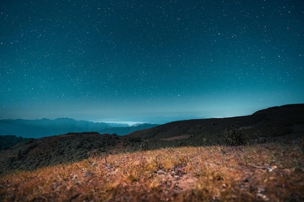 The morning before sunrise on the mountain,early morning blue hour