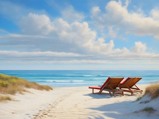 Morning Bliss Beach Blue Sky and Holiday Landscape