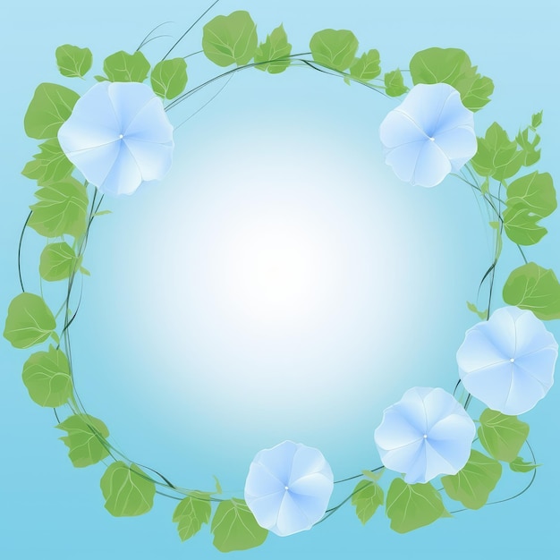 Morning Blossoms A Delicate Spring Decor with Light Blue Background and Exquisite Morning Glory Bor