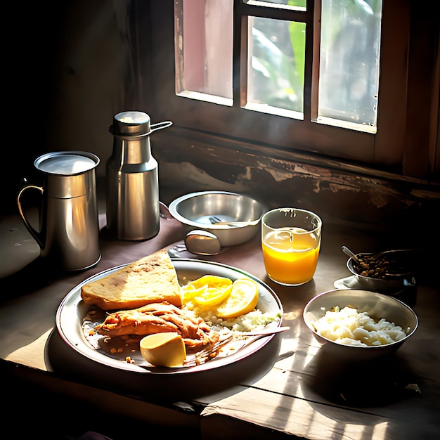 Photo morning breakfast ai generated