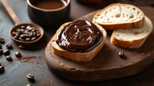 사진 과 초콜릿 버터와 함께 아침 아침 식사 개념 배경 디자인 배너