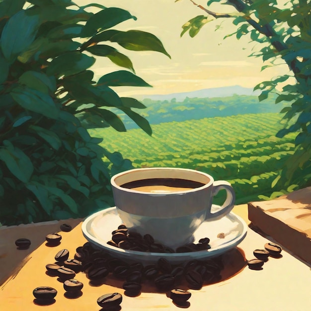 Photo morning brew magic coffee bean fantasy