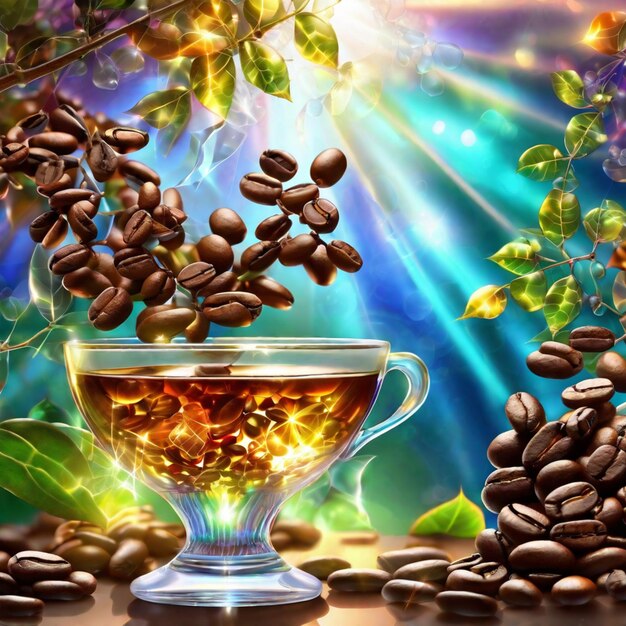 Foto morning brew magic coffee bean fantasy (fantasia del caffè magico del mattino)