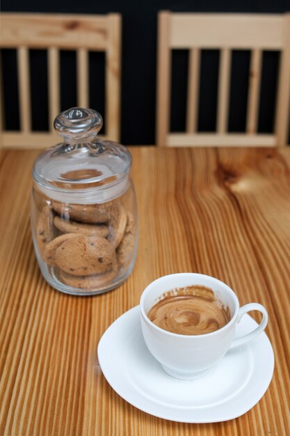 Morning coffee biscuit jar cookies cup cappuccino