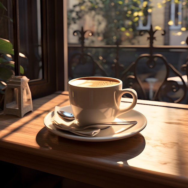 Morning Coffee cup on table