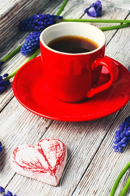 Morning coffee and flowers