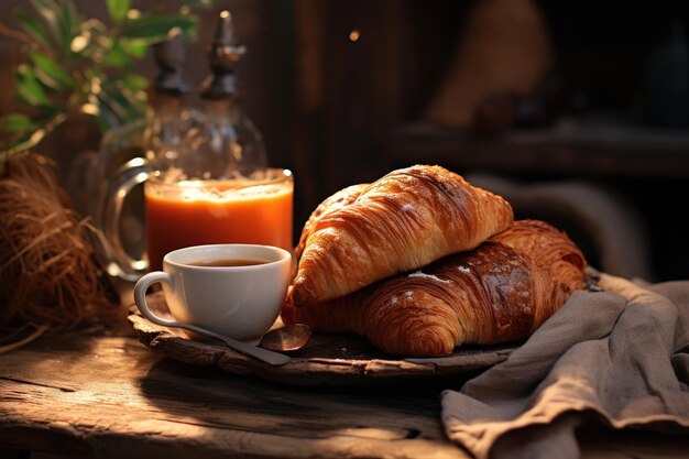 Morning Coffee and Freshly Baked Croissants