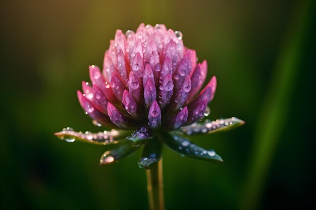 咲く花に朝露