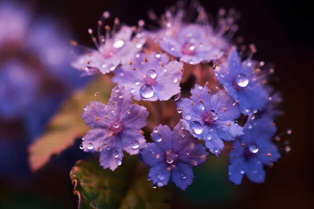 Foto rugiada mattutina sui fiori che sbocciano