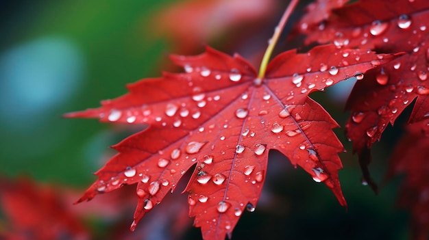 Morning Dew on Maple Leaf