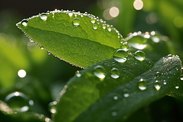 写真 野生の薄荷の朝の露