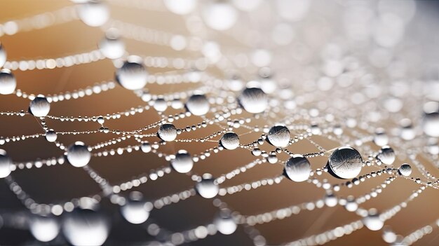 morning dew reflective spider web in macro photography