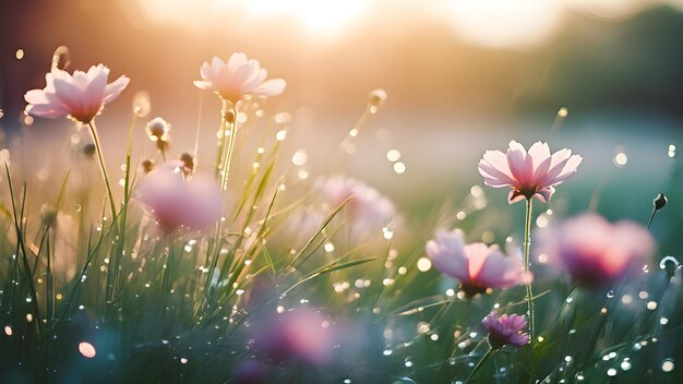 朝の露と野の花