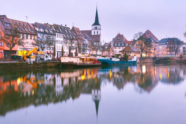 Morning embankment in Strasbourg, Alsace