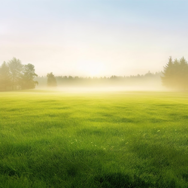 Morning in the field Beautiful summer natural landscape with lawn AI Generated