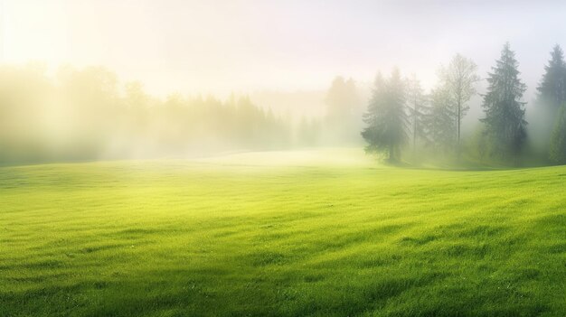 Morning in the field Beautiful summer natural landscape with lawn AI Generated