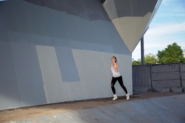 Morning fitness on a city street