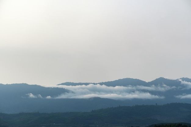 Photo morning fog clouds on the mountain