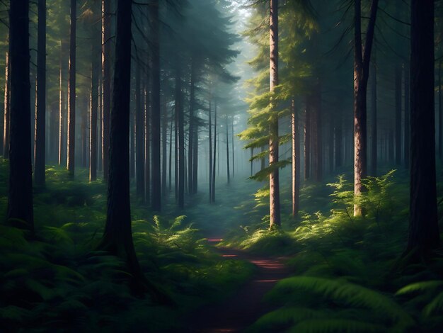 Morning forest ai generator