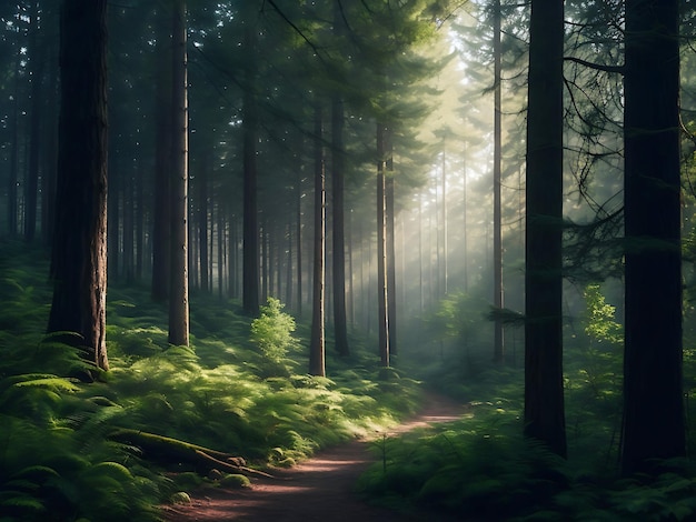 Morning forest ai generator