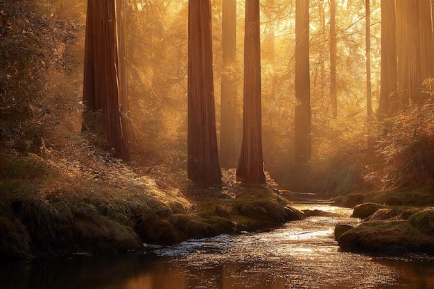 morning in the forest landscapes