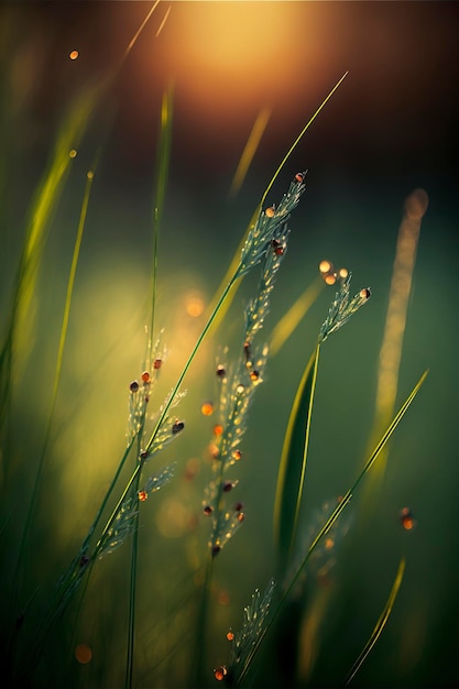 morning grass, bokeh