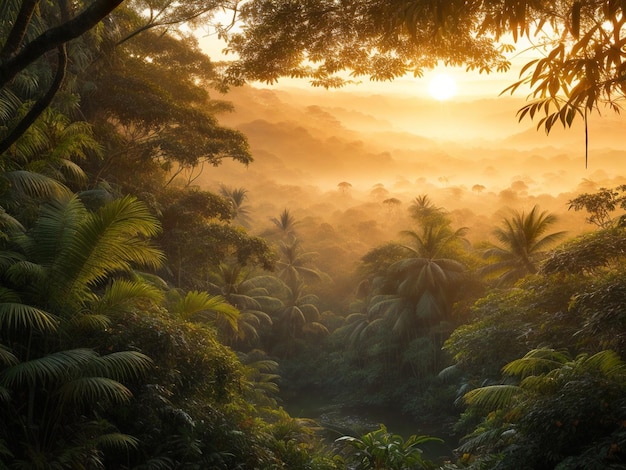 Morning in the jungle landscape nature