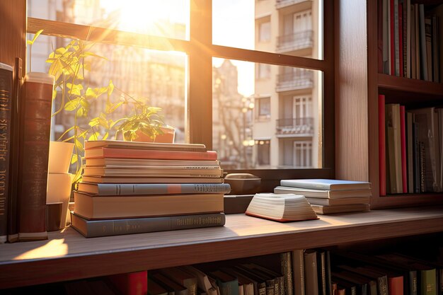 morning light books on window