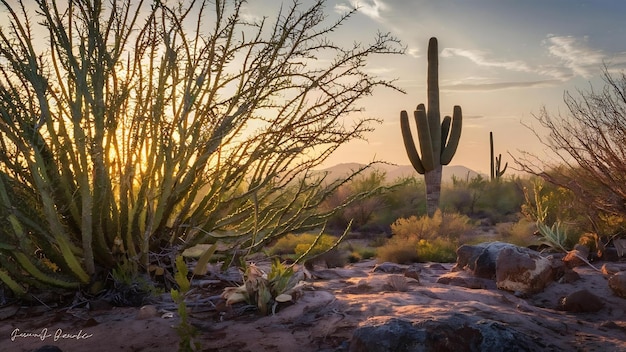 Morning light in the sonoran desert in scottsdale arizona