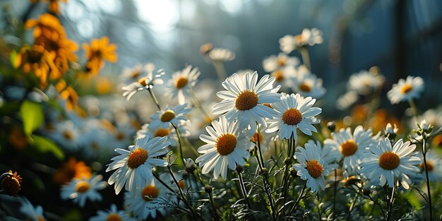 Morning Light on White Daisies