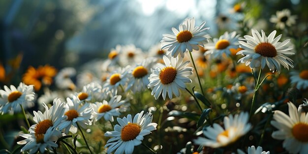 Morning Light on White Daisies