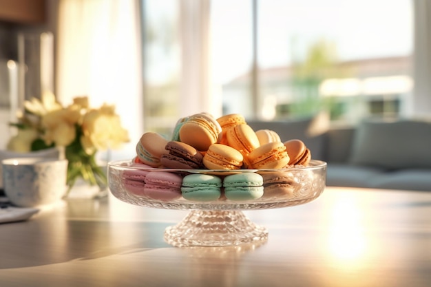 Foto morning macaroon delights generatieve ai