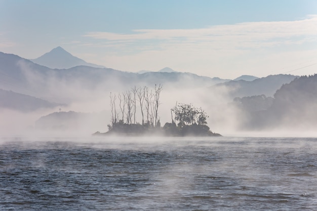 Morning mist and small island