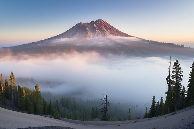 Morning Mountain Mist at the Lassen Volcano