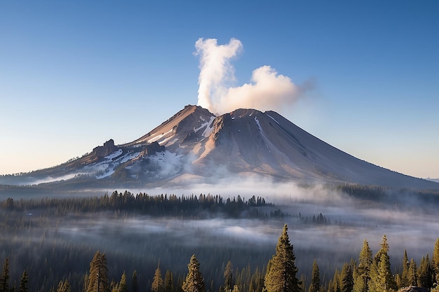 Morning Mountain Mist at the Lassen Volcano