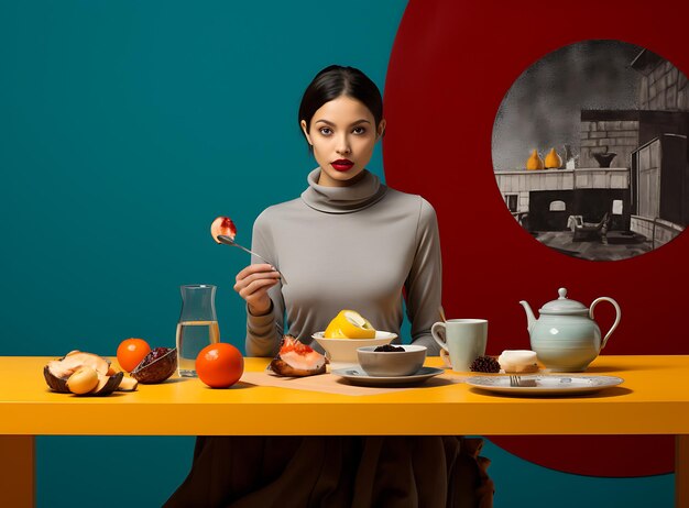 Morning Nourishment Woman Holding a Delicious Breakfast Spread