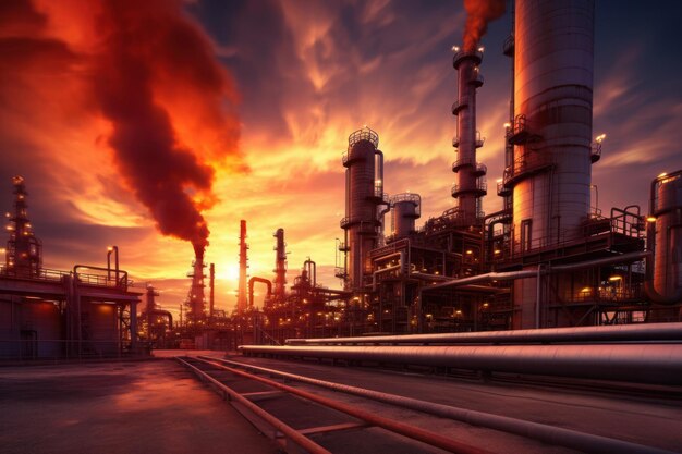 Photo morning at petrochemical refinery complex