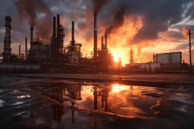 Photo morning at petrochemical refinery complex
