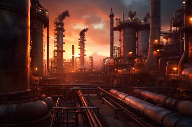 Morning at Petrochemical Refinery Complex