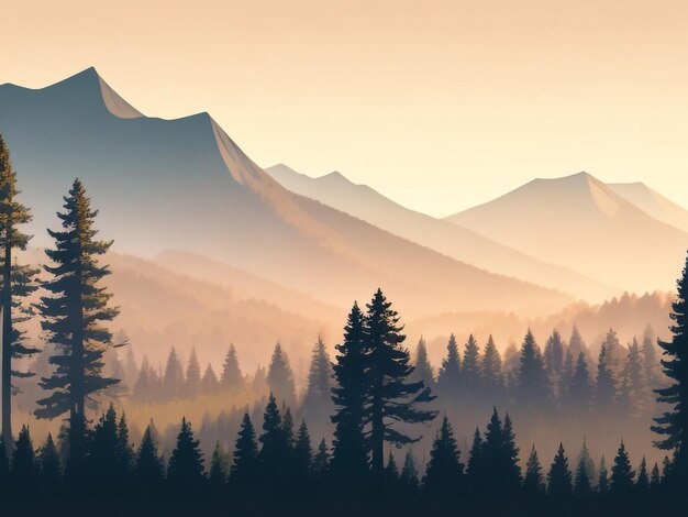 朝の夢想 パステルスタイルの現実的な山の風景