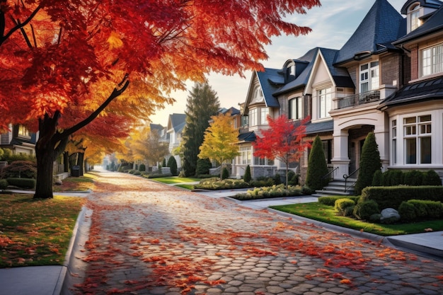 Morning scene at Richmond Hill street in fall season