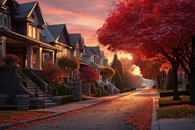 秋のリッチモンドヒル通りの朝の風景