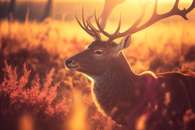 Morning sun on a red deer