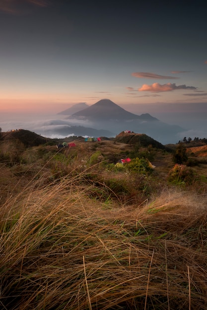 Morning view as the sun rises in the mountain