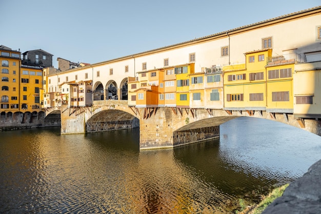 Morning view on famous old bridge in florence italy