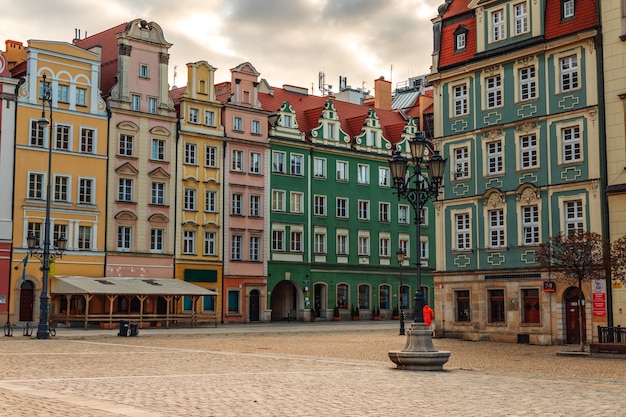 Morning view of the sights of the city of wroclaw in poland in spring