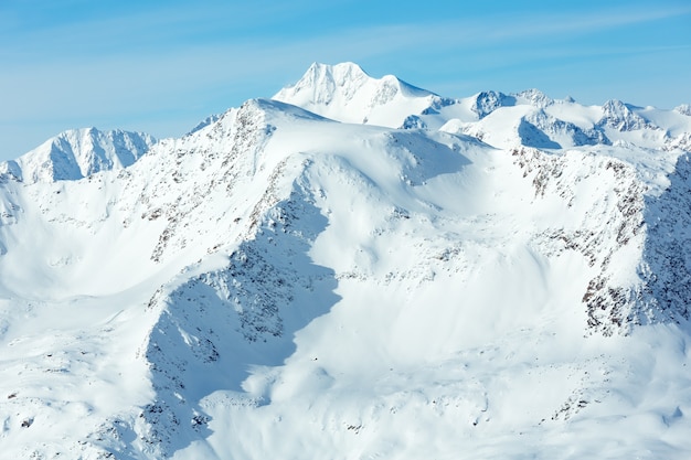 朝の冬のオツタル アルプスの風景。スキー リゾート オーバーグルグル - オーストリア、チロル、ホッホグルグル。