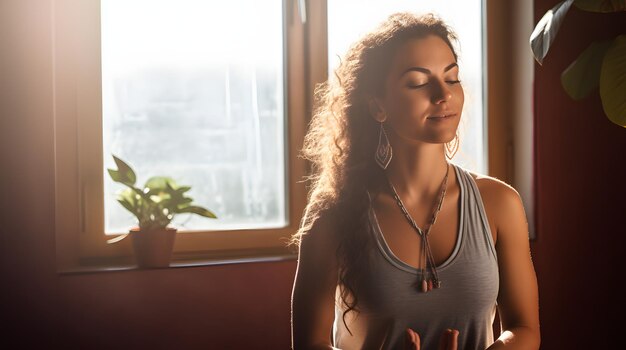 Morning Yoga Routine in a Sunlit Room Peaceful Start to the Day