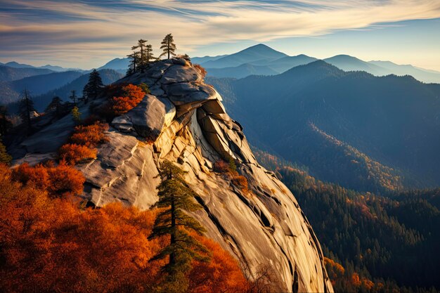 Photo moro rock in sequoia national park california a breathtaking view of valle foliage and autumn